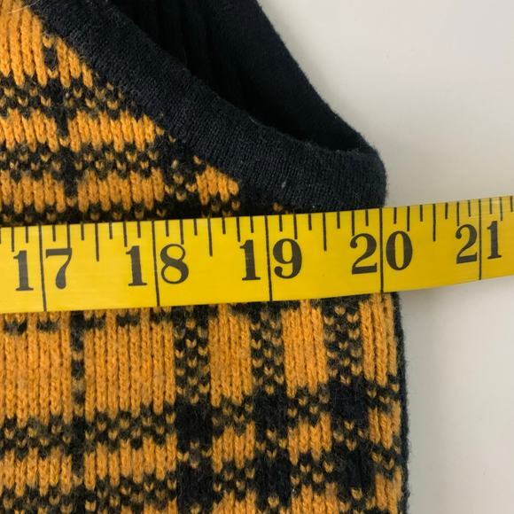 RENA ROWAN Vest Medium Vintage Lambswool Blend Knit‎ Plaid Sweater Button Down - Picture 9 of 10